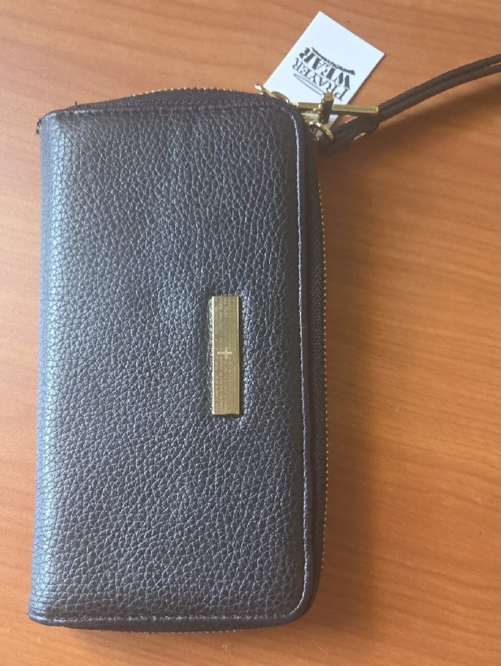 Textured Brown Zip Around Wristlet Wallet Prayer Wear 🙏